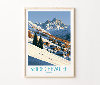 Serre Chevalier Travel Poster – Ski Alpine Winter Wall Art Print