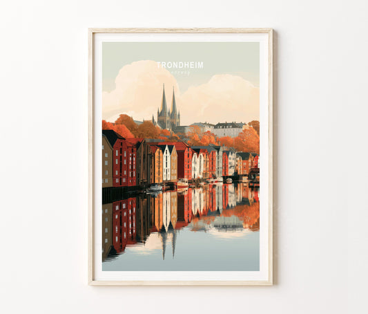 Trondheim Travel Poster – Nordic City Wall Art Print