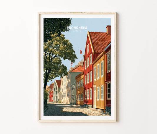 Trondheim Travel Poster – Scandinavian Wall Art Print