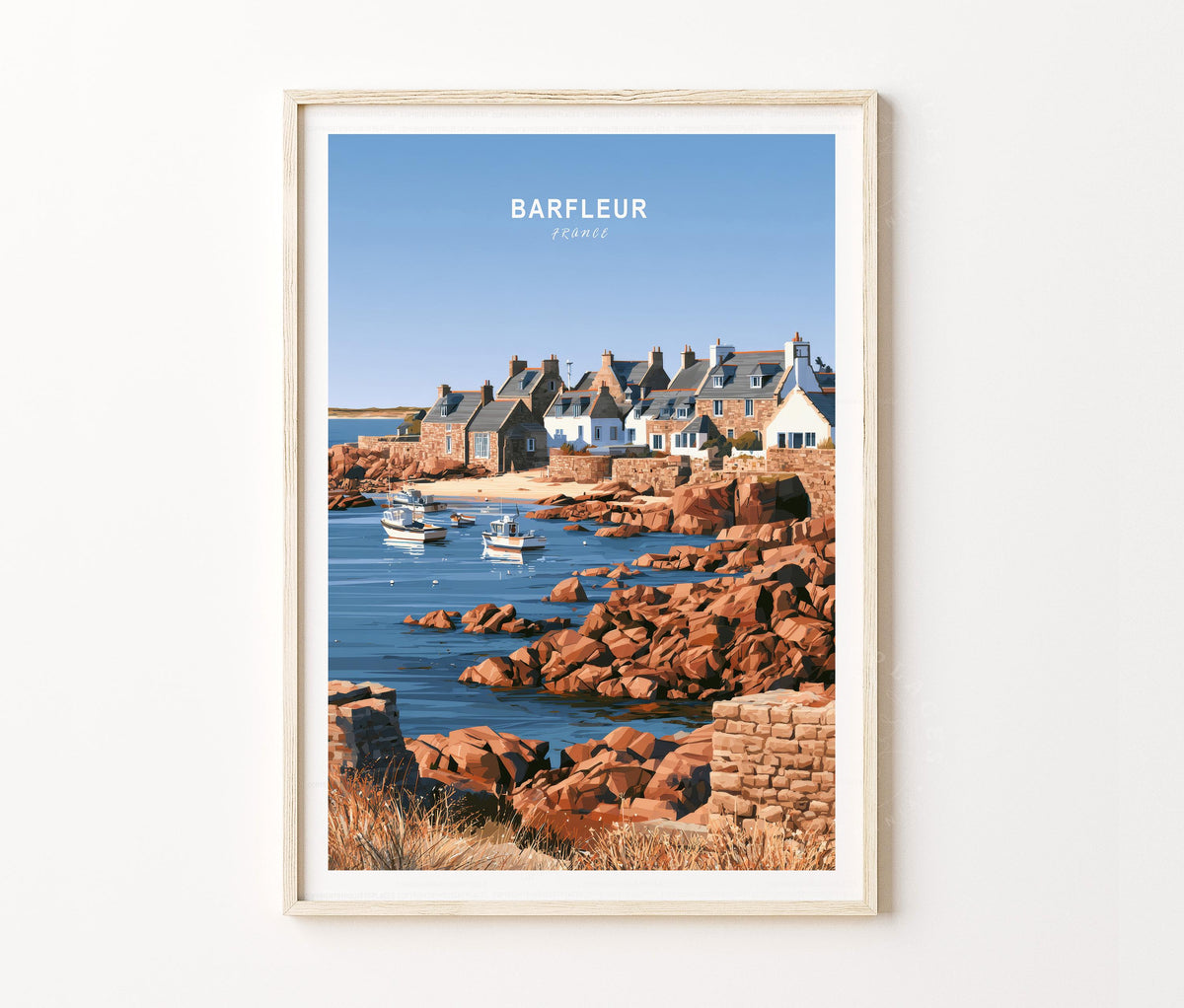 Barfleur Normandy Travel Poster – French Seaside Wall Art Print