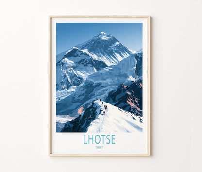 Lhotse Tibet Travel Poster – Snowy Himalayan Wall Art Print