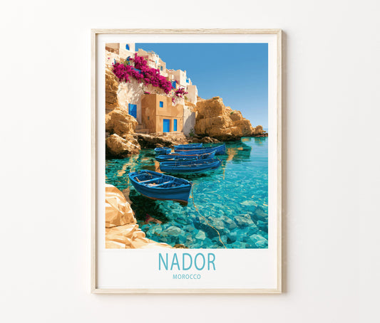 Nador Travel Poster – Mediterranean Coastal Wall Art Print