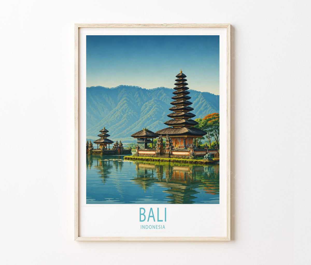 Bali Travel Poster – Temple Landscape Wall Art Print