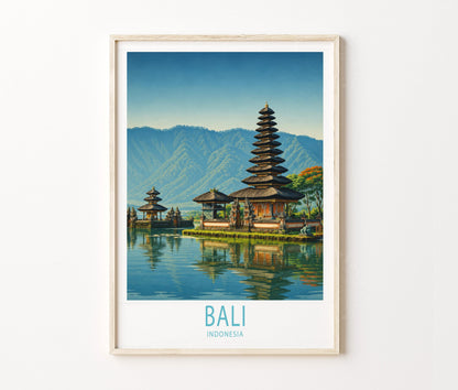 Bali Travel Poster – Temple Landscape Wall Art Print