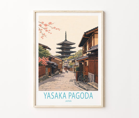 Yasaka Pagoda Travel Poster – Kyoto Street Wall Art Print