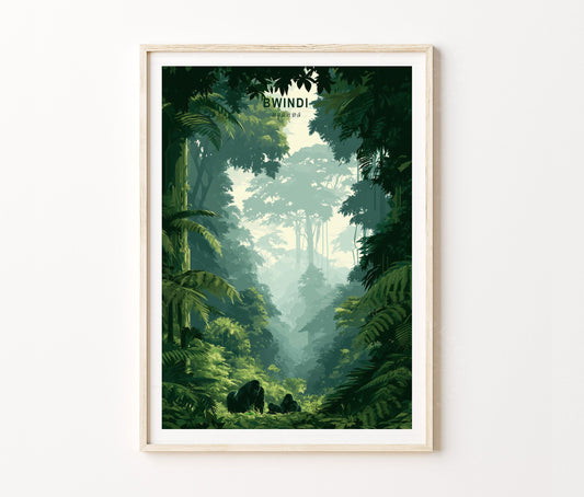 Bwindi Impenetrable Forest Travel Poster – Gorilla Jungle Wall Art Print