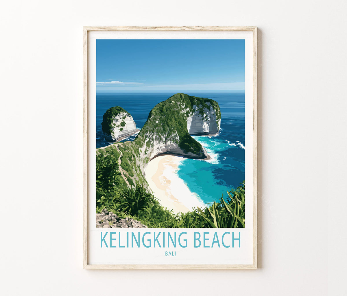 Kelingking Beach Travel Poster – Nusa Penida Coastal Wall Art Print