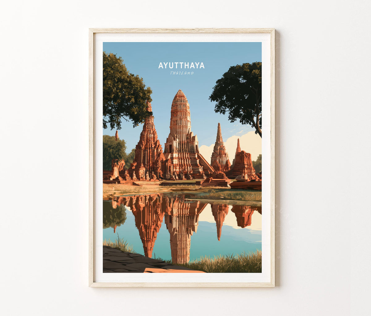 Ayutthaya Travel Poster – Thailand Wall Art Print