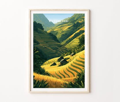Mu Cang Chai Travel Poster – Vietnam Wall Art Print