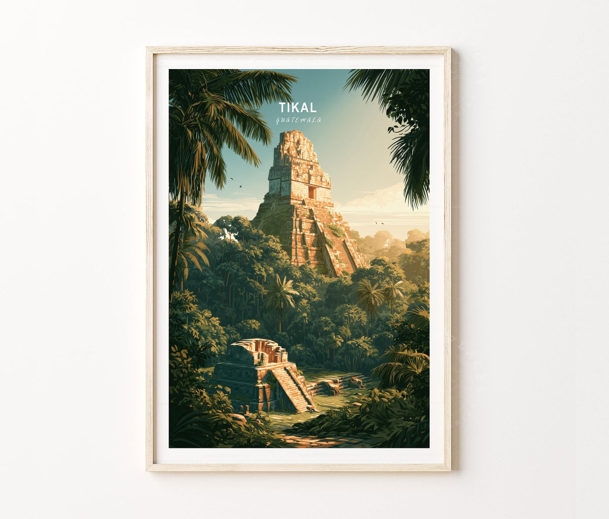 Tikal Travel Poster – Maya Temple Wall Art Print