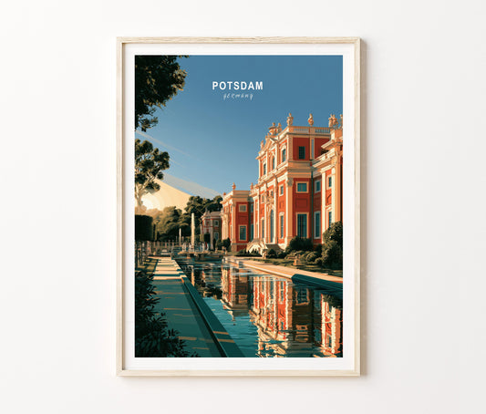 Potsdam Travel Poster – Baroque Palace Garden Wall Art Print