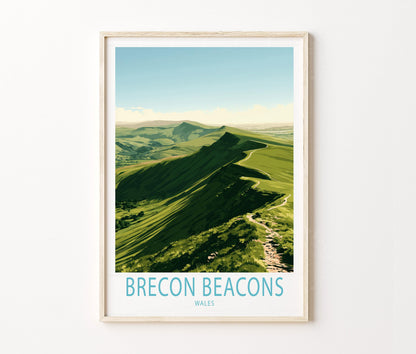 Brecon Beacons Travel Poster – Green Hills Wall Art Print