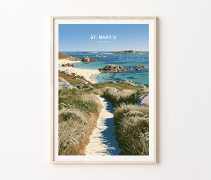 St Mary’s Travel Poster – Isles Scilly Coast Seaside Wall Art Print