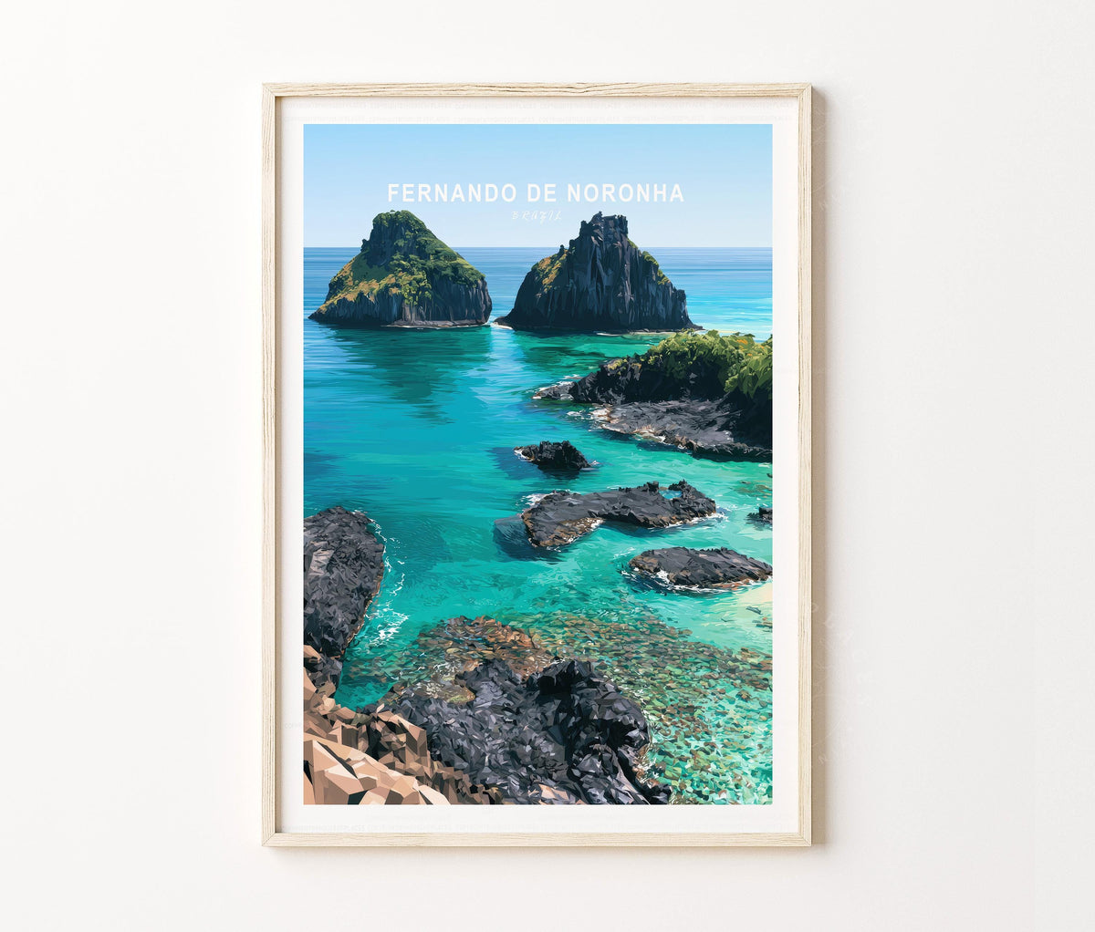 Fernando de Noronha Travel Poster – Island Landscape Wall Art Print