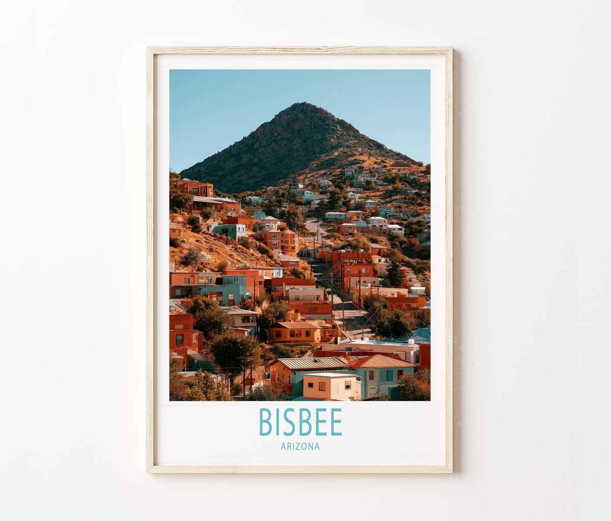 Bisbee Travel Poster – Desert Hillside Town Wall Art Print
