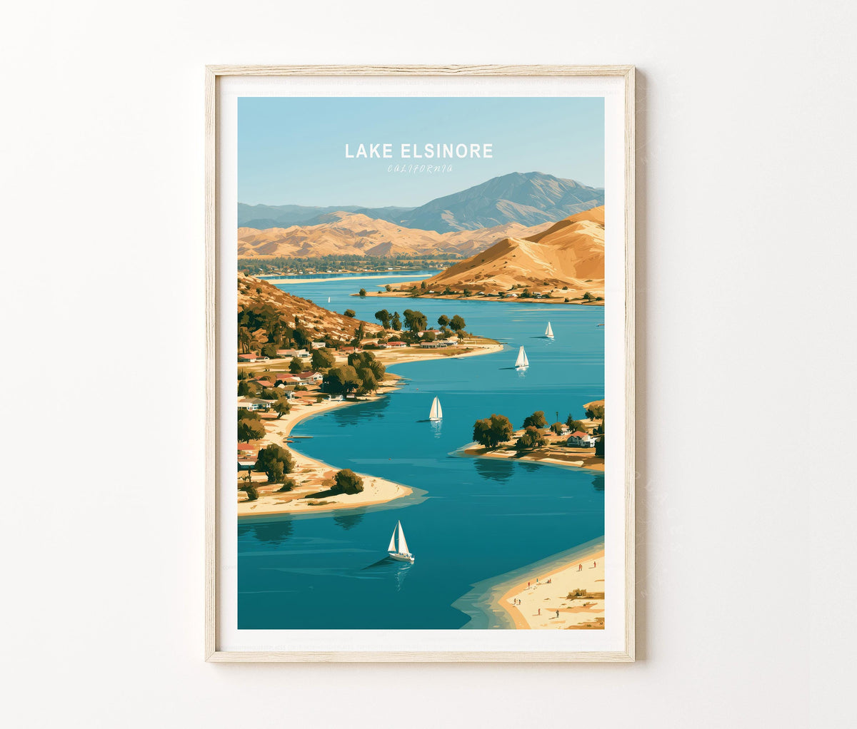 Lake Elsinore Travel Poster – California Wall Art Print