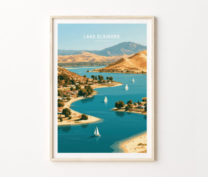Lake Elsinore Travel Poster – California Wall Art Print