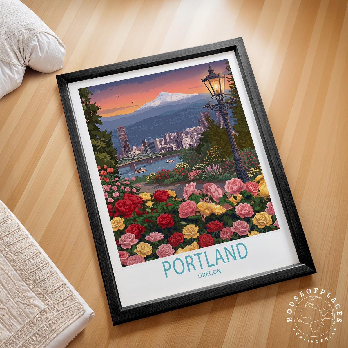 Portland Travel Poster – Mount Hood Wall Art Print