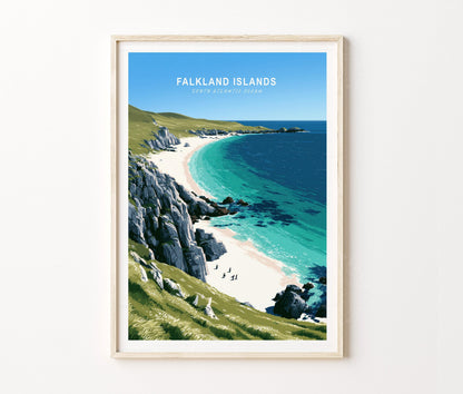 Falkland Islands Travel Poster – South Atlantic Island Wall Art Print
