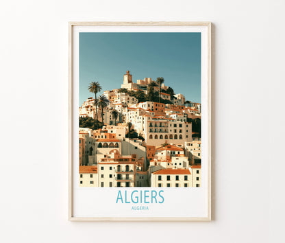 Algiers Travel Poster – Mediterranean Cityscape Wall Art Print