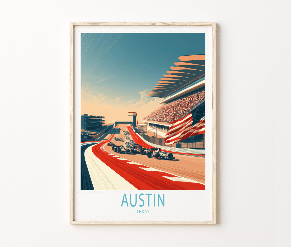 Austin Texas Grand Prix Travel Poster – Formula Racing Circuit Wall Art Print