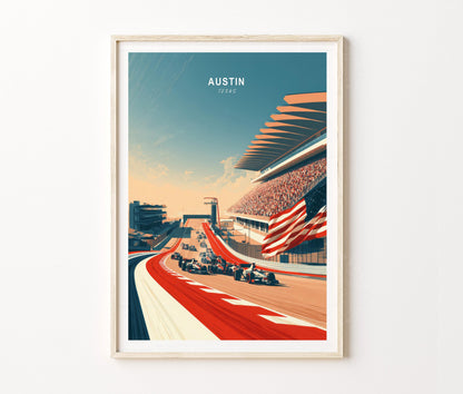 Austin Texas Racing Travel Poster – Grand Prix Circuit Wall Art Print