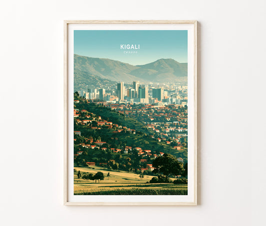 Rwanda Travel Poster – Kigali Skyline Wall Art Print