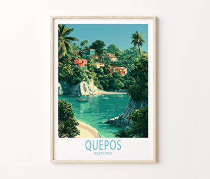 Quepos Travel Poster – Tropical Coastal Wall Art Print