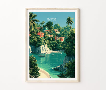 Quepos Costa Rica Beach Travel Poster – Jungle Coast Wall Art Print