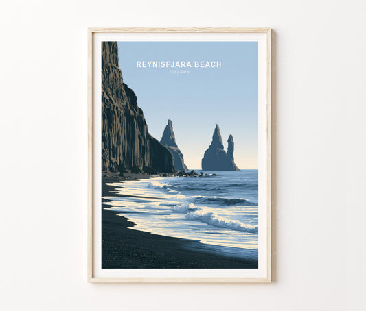 Reynisfjara Iceland Beach Travel Poster – Iceland Wall Art Print