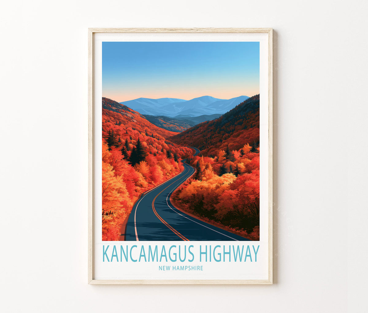 Kancamagus Highway Travel Poster – Autumn Wall Art Print