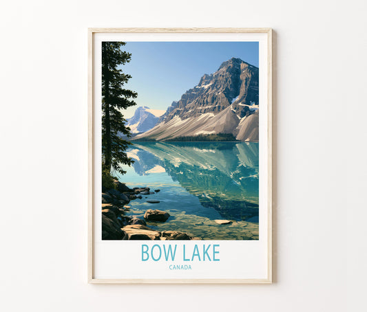 Bow Lake Travel Poster – Rocky Mountain Wall Art Print
