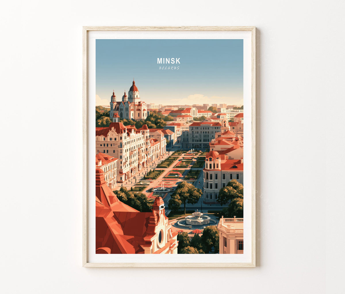 Minsk Belarus Travel Poster Wall Art Print
