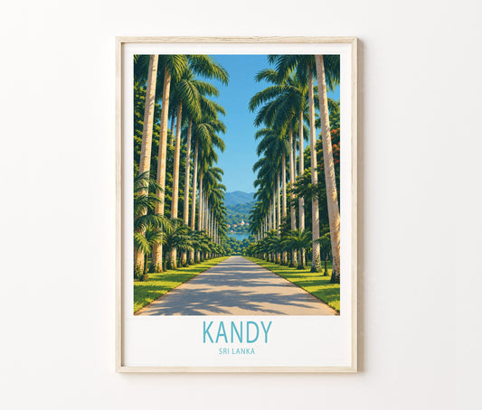 Kandy Travel Poster – Palm Road Wall Art Print