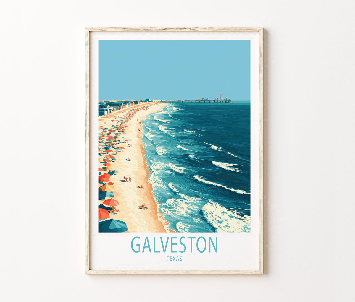 Galveston Travel Poster – Seaside Wall Art Print