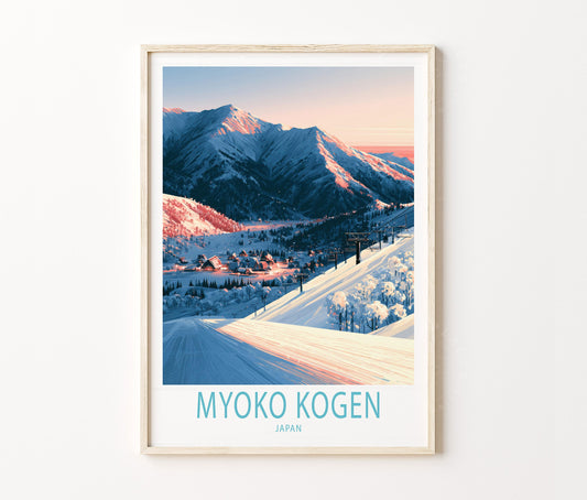 Myoko Kogen Travel Poster – Ski Resort Winter Wall Art Print