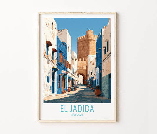 El Jadida Travel Poster – Portuguese City Street Wall Art Print