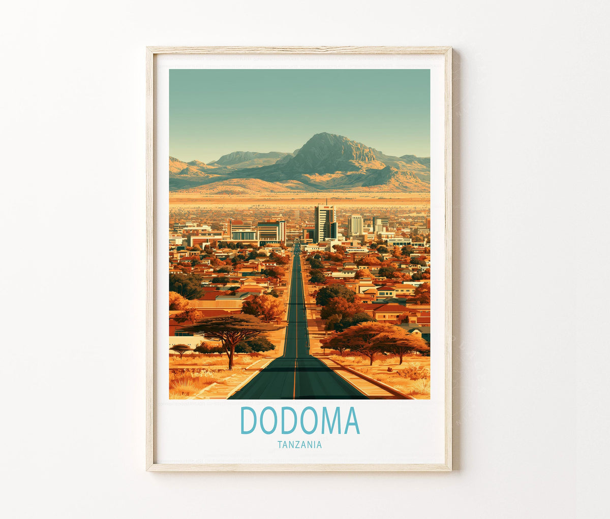 Dodoma Travel Poster – African Cityscape Wall Art Print