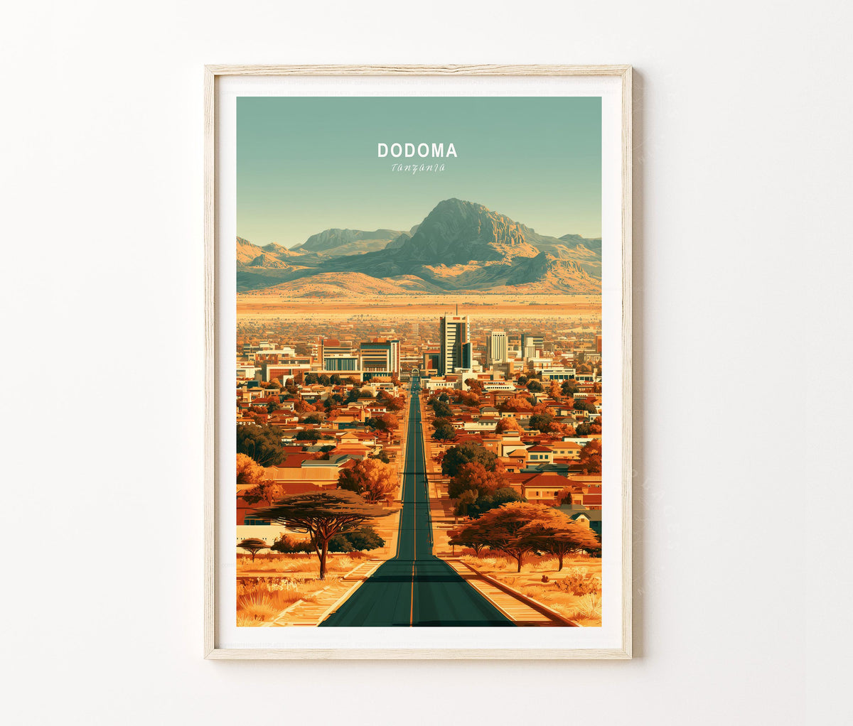 Tanzania Capital City Travel Poster – Dodoma Landscape Wall Art Print