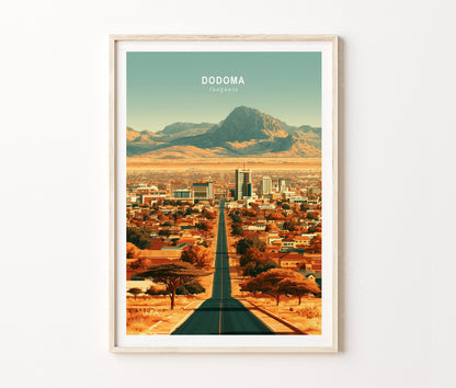 Tanzania Capital City Travel Poster – Dodoma Landscape Wall Art Print
