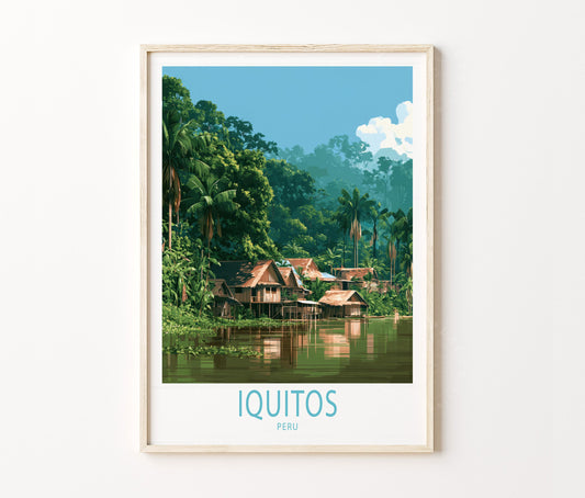 Iquitos Travel Poster – Amazon River Wall Art Print