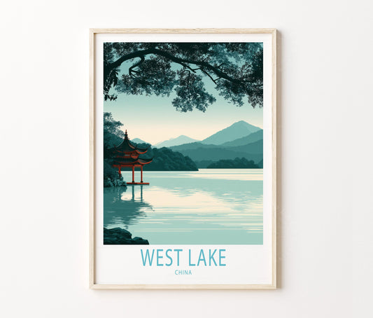 West Lake Hangzhou Travel Poster – China Wall Art Print