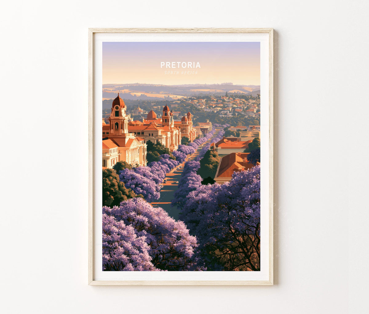 Pretoria Travel Poster – Jacaranda Landscape Wall Art Print