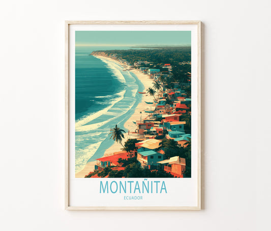 Montañita Travel Poster – Ecuador Wall Art Print