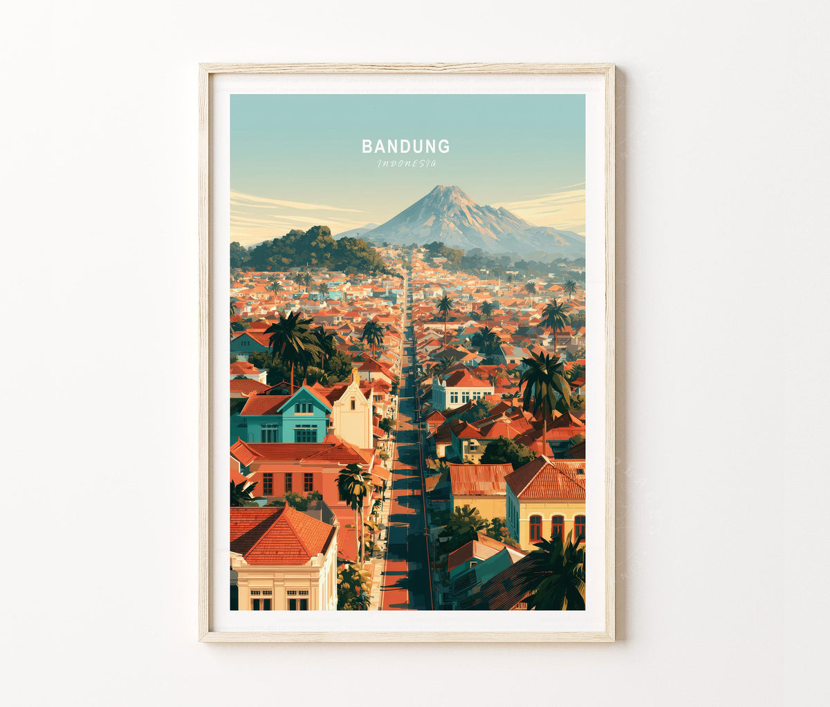 Bandung Travel Poster – Volcano City Wall Art Print