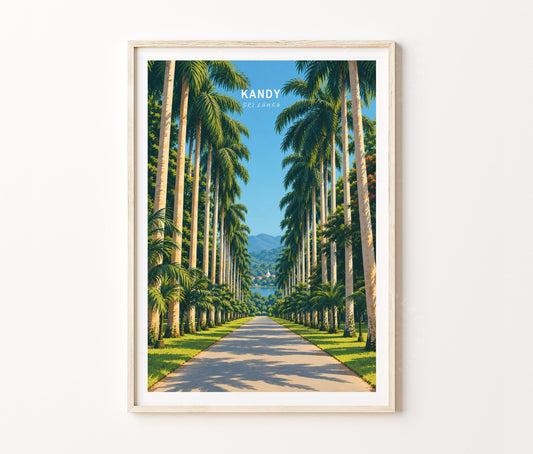 Kandy Travel Poster – Royal Palm Avenue Wall Art Print