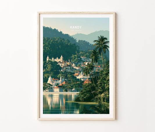 Kandy Travel Poster – Lake Hills Wall Art Print