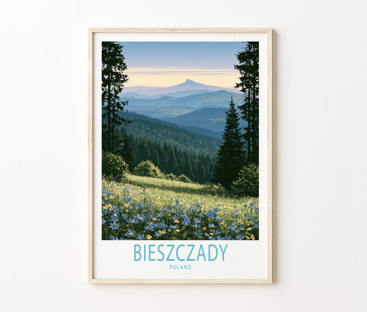 Bieszczady Travel Poster – National Park Mountain Wall Art Print