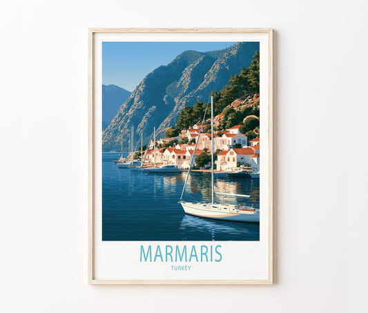 Marmaris Travel Poster – Aegean Marina Wall Art Print