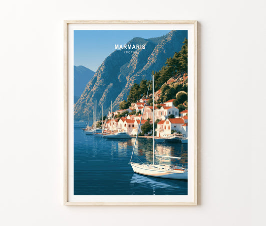 Marmaris Travel Poster – Turkish Riviera Sailing Wall Art Print